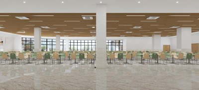 现代学校食堂餐厅3D模型下载